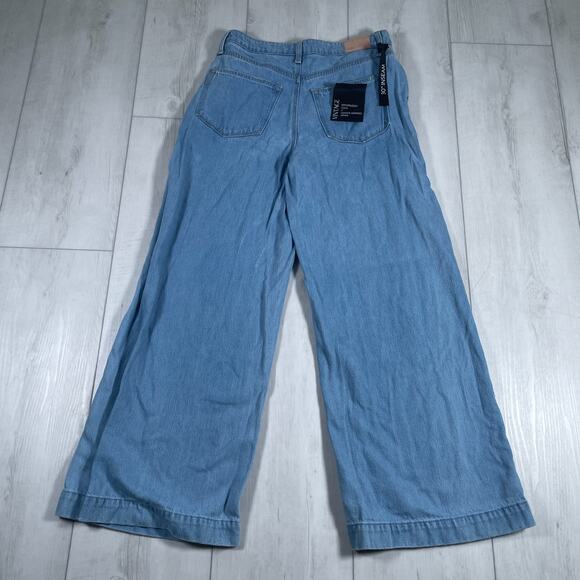 Paige Jeans Womens 29 Harper Wide Leg Light Blue Distressed Hem Relaxed Pants - Picture 4 of 16